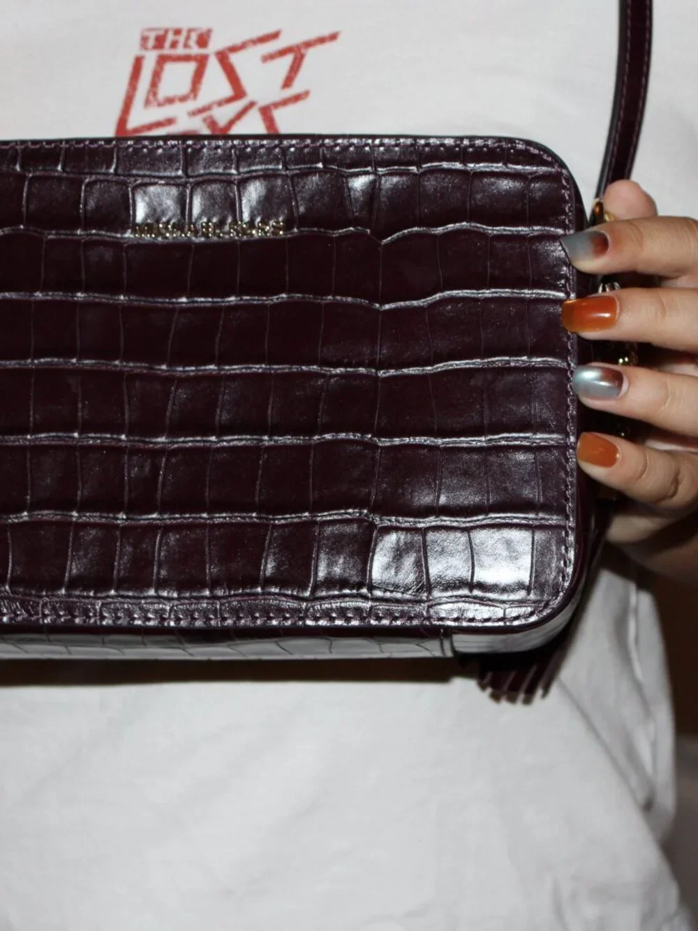 Elegant Michael Kors Brown Croc-Embossed Crossbody Bag